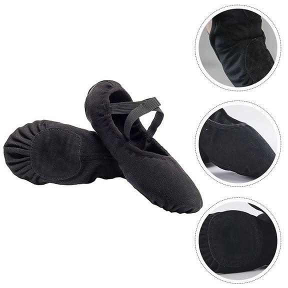FOMIYES 1 Pair Kids Dance Shoes in Black Leather with Anti-slip Sole for Ballet and Jazz