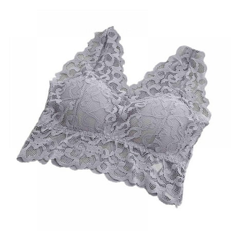 

Monfince Women Sexy Lace Tube Top Lace Seamless Sling Solid Color Camis Women Tank with Beauty Back (Gray)