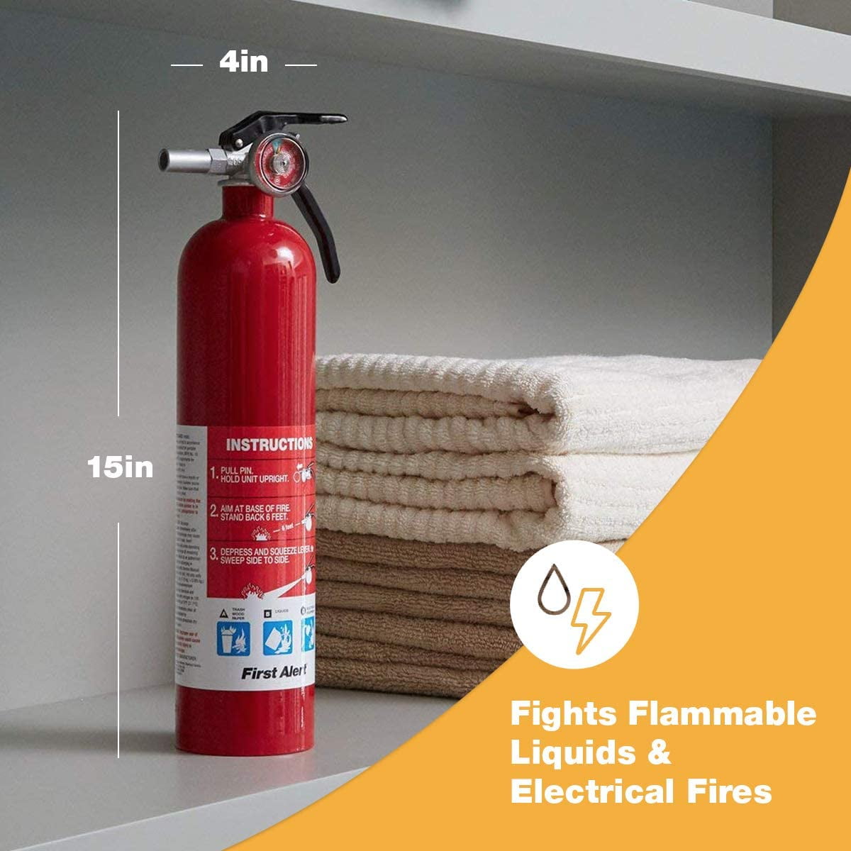 Red FIRST ALERT HOME1 Rechargeable Home Fire Extinguisher 
