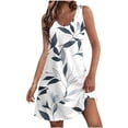 thumbnail image 1 of Vestido de Verano para Mujeres, Vestido Casual de Cuello en V sin Mangas de Impresión de Bolsillo de Moda Hecho de Poliéster Ligero para Primavera Verano, Vestido de Verano Casual, 1 of 9