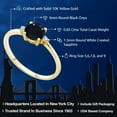 thumbnail image 2 of Gem Stone King 10K Yellow Gold Black Onyx and White Created Sapphire Solitaire Engagement Ring for Women (0.83 Cttw, Round 6MM, Gemstone December Birthstone, Size 6), 2 of 6