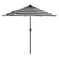 thumbnail image 3 of CorLiving Pegasus 9ft Round Tilting Striped Patio Umbrella with Solar Powered LED Lights and Powder-Coated Steel Frame, Black/White, 3 of 7