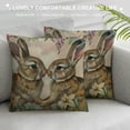 thumbnail image 3 of Creowell Rabbit  Throw Pillow Case Watercolor Easter Bunny with Floral Wreath Pillow Cushion Covers Home Sofa Decorative White, 3 of 5