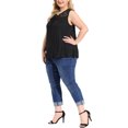 thumbnail image 2 of Plus Size Tops for Women Lace Panel Sleeveless Top Black 1X, 2 of 7