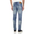 thumbnail image 2 of RAW X Men's Slim Fit Biker Jeans, Washed Ripped Distressed Moto Stretch Denim Pants, Medium Blue, 30W x 30L, 2 of 2