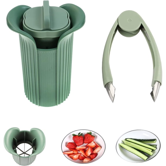 Cucumber Slicer, Strawberry Huller Stem Remover and Strawberry Slicer Set, Potato Corer, Pineapple Corer, Tomato Corer, Fruits and Vegetables Eye Peeler