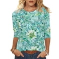 thumbnail image 2 of VBVC Women's 3/4 Sleeve Vintage Floral Tops,Ladies Lightweight Pullover,Workout T-Shirts for Women,Multicolor,Size L, 2 of 6