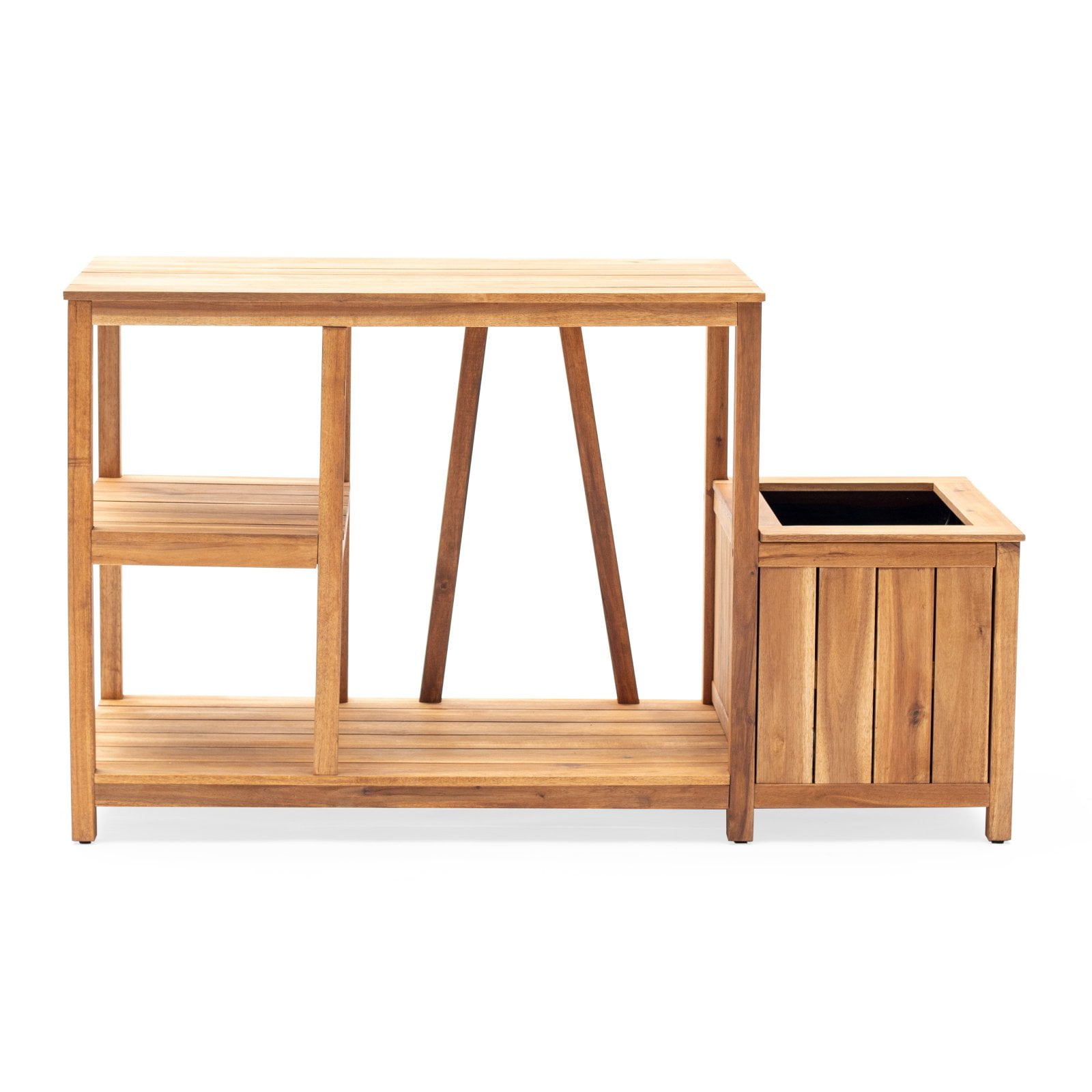 Belham Living Conners Acacia Potting Bench with Side Planter - Walmart
