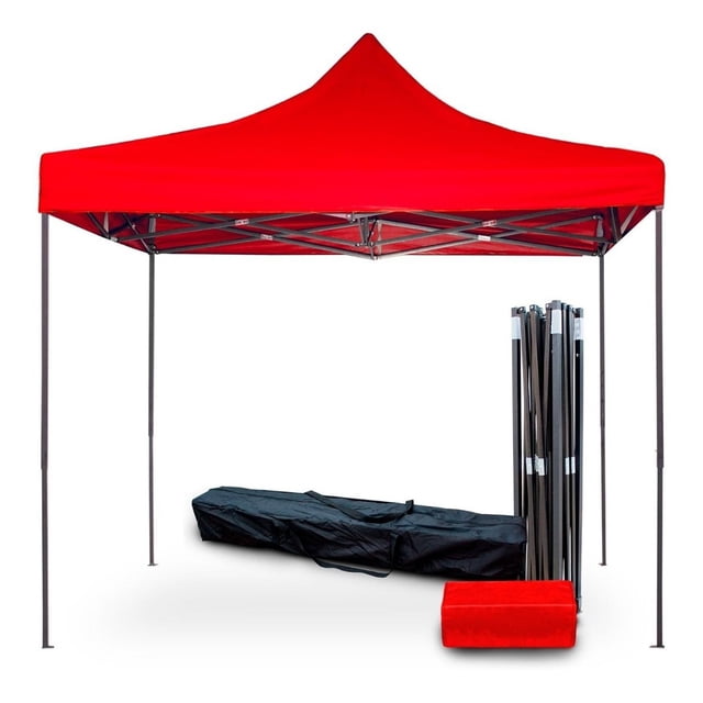 Toldo Plegable Carpa Impermeable 2x2 M Con Bolsa Transportadora rojo 1