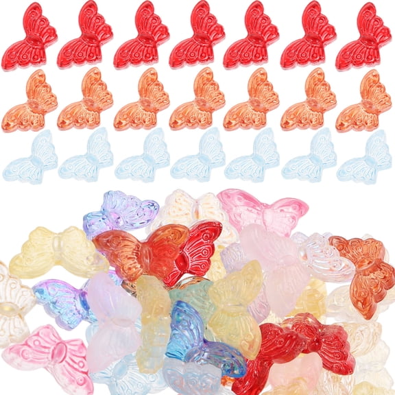 MUSEYA 50Pcs Jewelry Making Beads Butterfly Charms for Relatives Assorted Color Handicrafts
