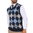 thumbnail image 4 of INSPIRE CHIC Men's Casual Knit Sleeveless V-Neck Plaid Argyle Sweater Vest M Navy Blue, 4 of 5