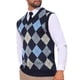 thumbnail image 4 of SUÉTER SIN MANGAS DE V-CUELLO DE PATRÓN ARGYLE A RAYAS PARA HOMBRES INSPIRADOS CHIC M AZUL MARINO, 4 of 5