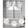 thumbnail image 2 of Black Grey Botanical Swag Kitchen Curtains Sets for Windows 24 Inch Length, Spring Floral Summer Farmhouse Short Window Curtain Panels Swags Valances and Tiers 3 Piece Set for Cafe/Dining Room, 2 of 5