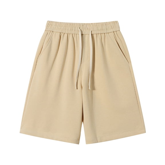 Yertdoel Men's Shorts Solid Color Elastic Waist Drawstring Shorts with Pockets Lightweight Fast Drying Outdoor Workout Running Summer Casual Shorts