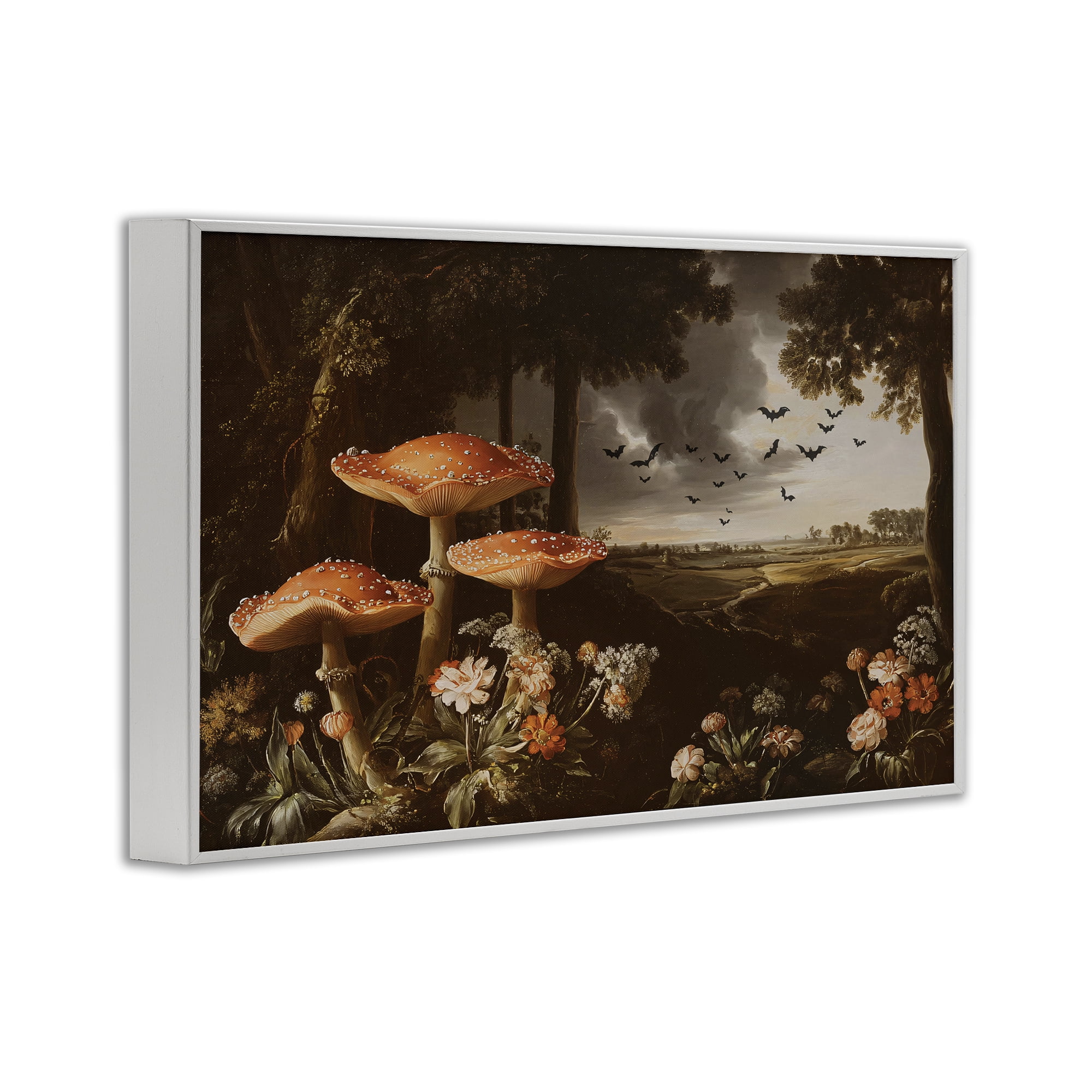 Stupell Industries Bats in Autumn Forest White Framed Giclee Art, design by Jacky Ngan