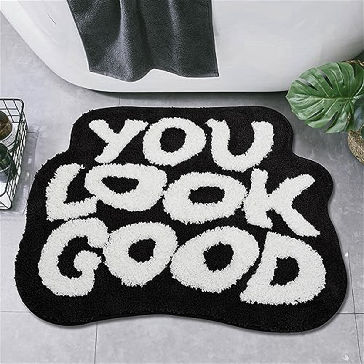 You Look Good Bath Mat Cute Bathroom Rugs Non- Absorbent Shower Rug for Bathroom Decor Kitchen Living Room