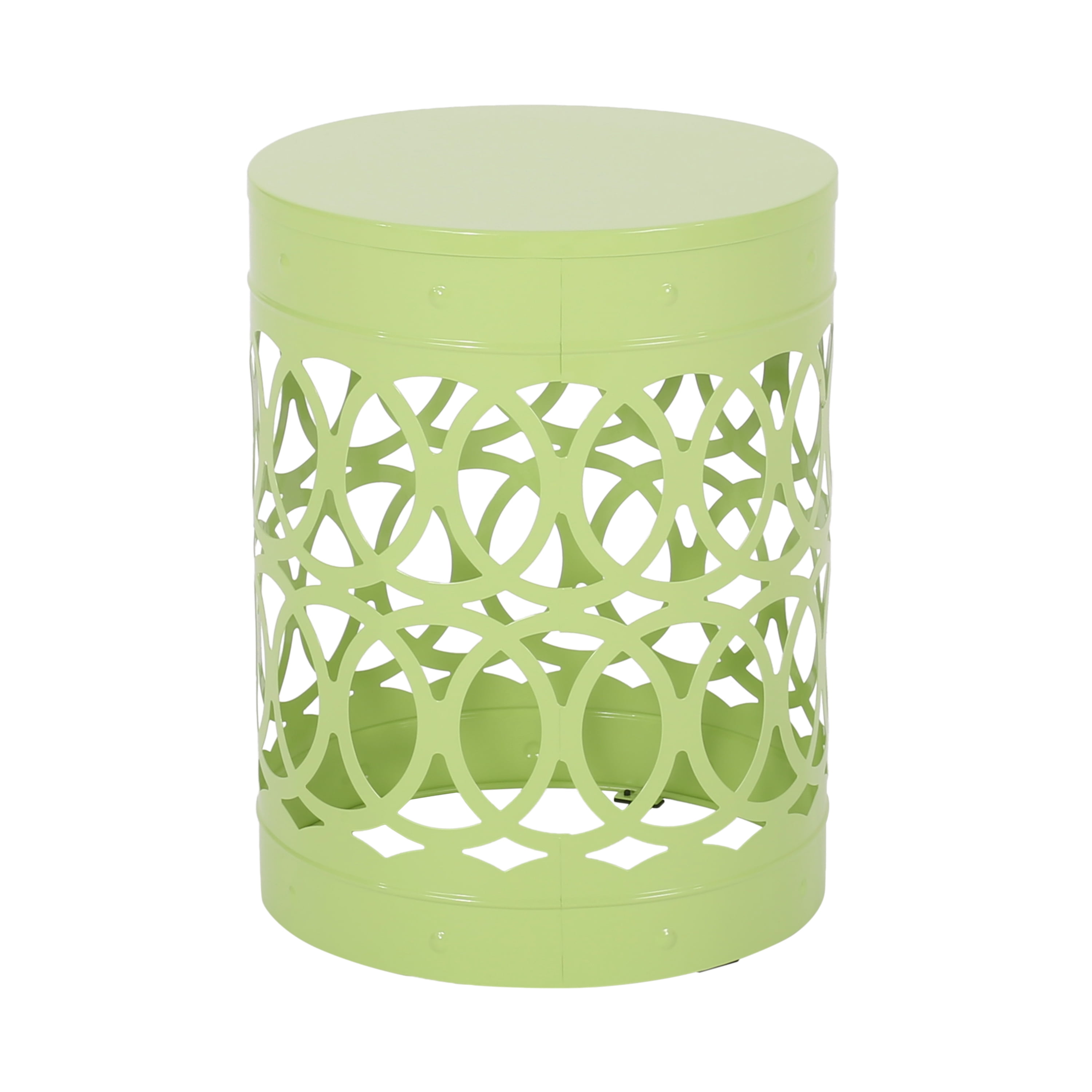 Leumius Outdoor Metal End Table All-Metal End Table Modern Accent Table for Patio/Outdoor,13.75" x 13.75" x 18",Green