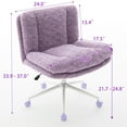 thumbnail image 5 of PORKISS Vanity Chair Makeup Chair, Home Office Chair, Ergonomic Desk Chair with Soft Faux Alpaca, Adjustable Swivel Task Computer Chair with Wheels, Violet, 5 of 9