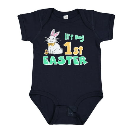 

Inktastic It s My 1st Easter with Cute Chick and Bunny Gift Baby Boy or Baby Girl Bodysuit