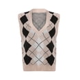 thumbnail image 1 of xiaxaixu Women Color Block Knit Vest, Sleeveless Argyle Pattern V-neck Sweater, 1 of 9