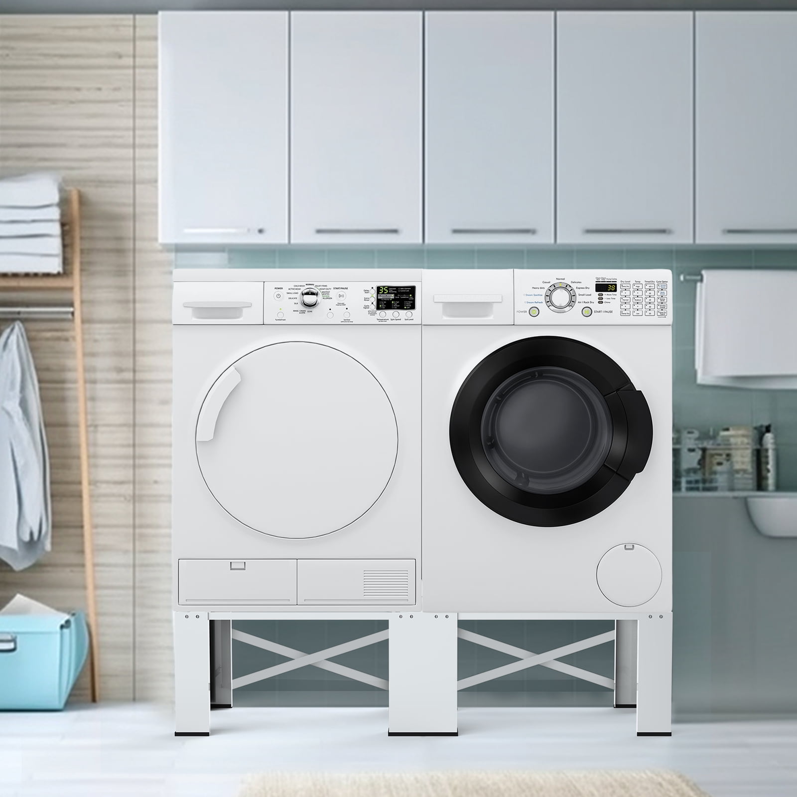 2-in-1 Upgraded Design Wash Dryer Pedestals 29" Matalde Laundry Pedestal Heavy Duty, Washer and Dryer Stand, White