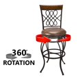 thumbnail image 4 of Kira Home Monarch I 30" Swivel Bar Stool, Brown Leatherette Seat Cushion, Scroll Backrest, Real Wood Accent, Old Steel, 4 of 7