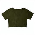 thumbnail image 6 of hotojiny Womens off the Shoulder Tops Oversized T-Shirts V Neck Short Sleeve Cropped Tees Summer Casual Spring Clothes, 6 of 6
