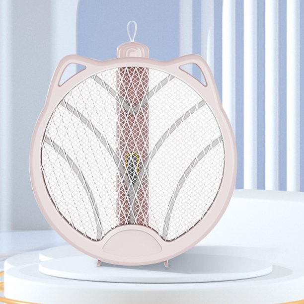 Matamoscas Eléctrico Matamoscas Eléctrico Plegable de mano Bug Zapper Lámpara USB Cat Ears Electric Mosquito Swatter (Rosa)