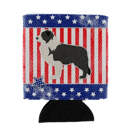 

Carolines Treasures BB3323CC USA Patriotic Black Border Collie Can or Bottle Hugger Can Hugger multicolor