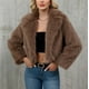 thumbnail image 4 of Chaqueta de abrigo cálida para mujer, de invierno, lisa, con cuello vuelto, 4 of 9
