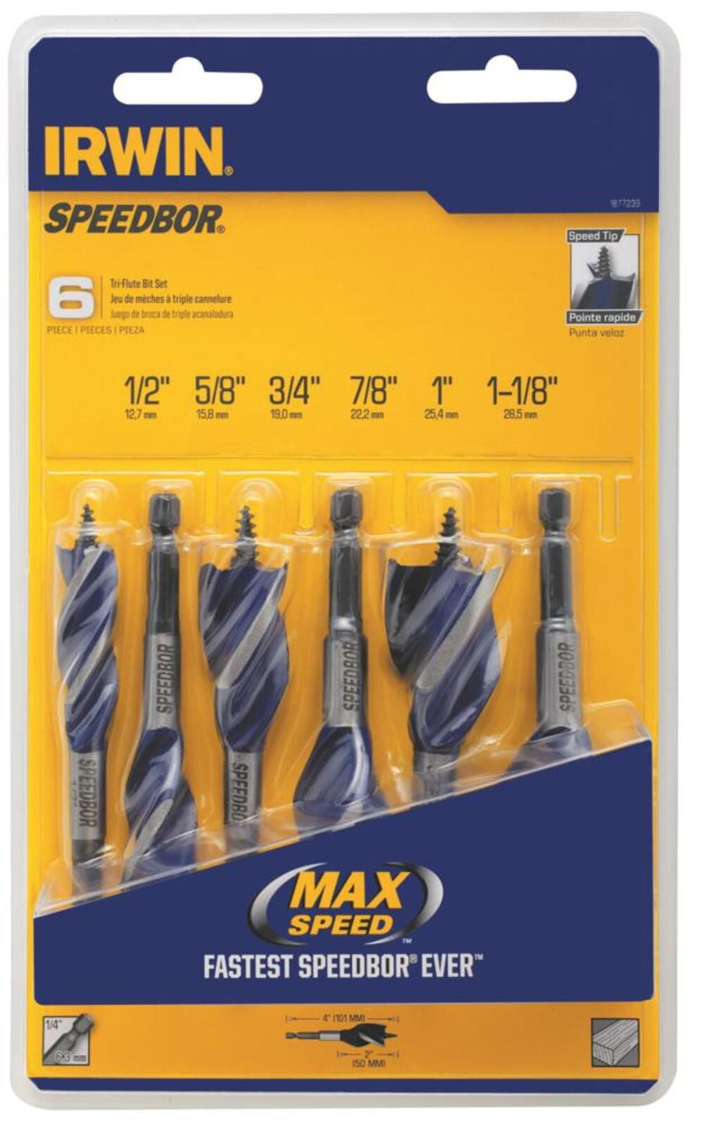speedbor 1877239 irwin tools max wood drilling bits, 4-inch, 6