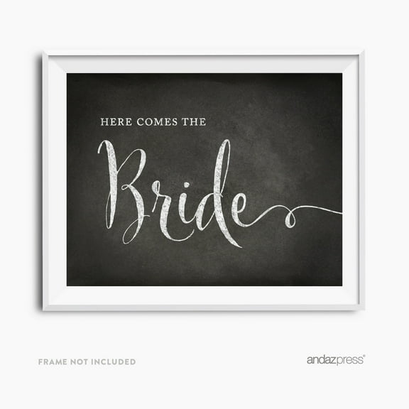 Here Comes The Bride Vintage Chalkboard Wedding Party Signs