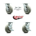 thumbnail image 2 of 6 Inch Thermoplastic Rubber Caster Set with Roller Bearing 2 Swivel Lock 2 Brake, 2 of 2