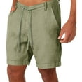 thumbnail image 2 of HCNTES Men’s Linen Shorts Casual Drawstring Summer Beach Shorts(Green,S), 2 of 6