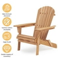 thumbnail image 3 of UHOMEPRO Folding Adirondack Chair Set of 4, Outdoor Weather Resistant Patio Lawn Chair, Wooden Fire Pit Chair for Outside Deck Garden Backyard Balcony, Patio Furniture Set Lounge Chairs, Wood, 3 of 8