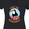 thumbnail image 4 of Inktastic Save the Rainforest Toucan Illustration Women's V-Neck T-Shirt, 4 of 5