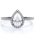 thumbnail image 1 of JeenMata Anillo de Compromiso de 1 Quilate con Piedra Natal de Abril en Corte de Pera - Anillo de Bodas - Anillo de Halo - Anillo Pavé - Anillo de Promesa - Baño de Oro Negro de 18 K sobre Plata, 1 of 5