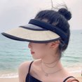 thumbnail image 4 of Sombrero de paja ajustable con circunferencia de 54-60 cm, sombrero de copa hueco para mujer, sombrero para el sol anti-ultravioleta de verano, sombrero de paja para playa, 4 of 5