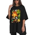thumbnail image 4 of Plus Size Shirt for Women Oversized Black Tops for Women Short Sleeves Shirt for Women Watercolor Leaves Stones 1 T Shirt Crewneck Shirt for Women M, 4 of 5