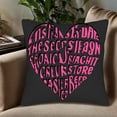 thumbnail image 5 of Set of 2 Decorative Throw Pillow Covers 18x18in - Black Background with Playful Heart-Shaped Pink Text Design for Couch Bed Car, 5 of 8