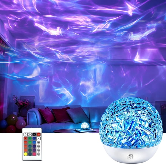 DAYBETTER Water Ripple Ball Night Light with 16 Colors, Star Projector with Remote Control & Touch Control, 7-Level Dimmable Ambient Lighting for Bathroom Bedroom Kids Adults