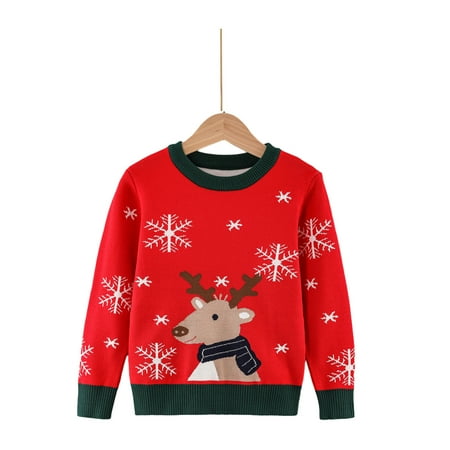 

Baby Girl Boy Christmas Knit Sweater Blouse Pullover Sweatshirt Warm Crewneck Long Sleeve Tops for Infant Toddler