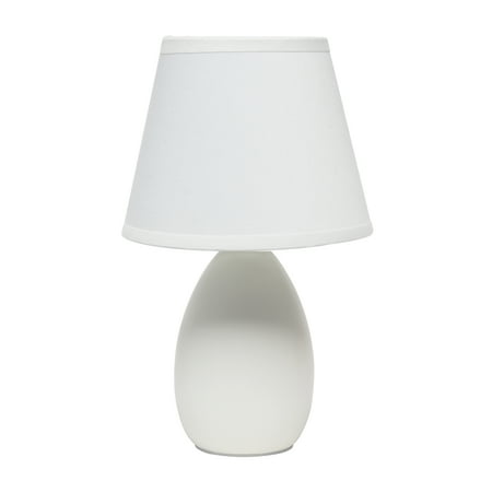 Simple Designs 9.45" Mini Egg Oval Ceramic Table Lamp with Matching Shade (Includes LED Light Bulb) Off-White