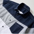 thumbnail image 5 of Rloper-Lop Summer Short Sleeve Shirts Mens Block Color Stitching Tee Tops Lapel Button Down Shirt Tops Vacation Beach Outdoor Tops with Pocket, 5 of 6