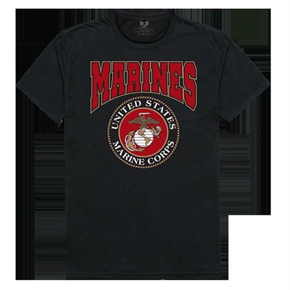 RapidDominance RS2-MAR-BLK-02 Marines Relaxed Graphic Tee, Black - Medium