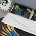 thumbnail image 4 of Designart "Celestial Angel Wings in Blue and Gold III" Contemporary Glam Bedding Covert Set - Wings Angel Blue Fantasy Bed Set With 2 Shams, 4 of 6