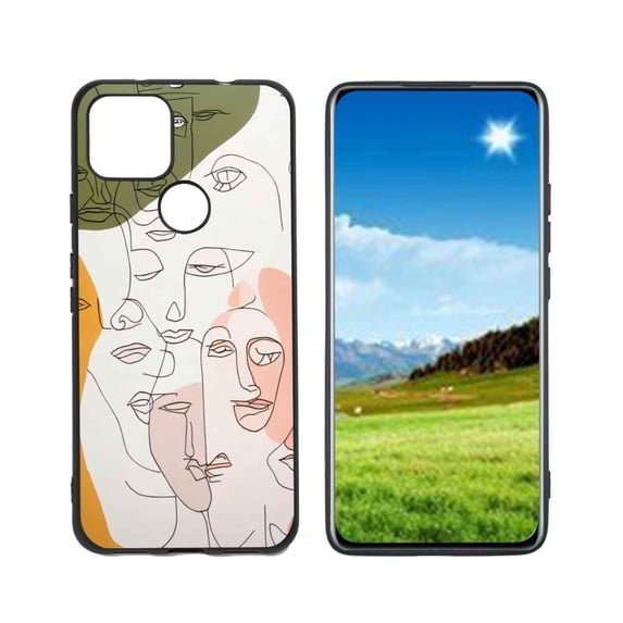 Compatible with Google Pixel 5A 5G Phone Case, Faces Abstract Case Men Women, Flexible Silicone Shockproof Case for Google Pixel 5A 5G