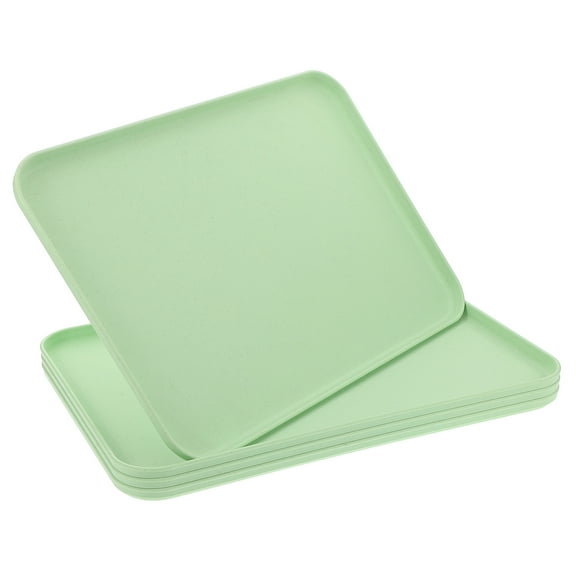 4pcs Green Reusable Plastic Food Tray for Kids Rectangular Serving Tray for Cafeteria Table Trays Decorative Serving Tray
