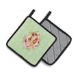 thumbnail image 2 of Carolines Treasures CK4293PTHD Chow Chow 2 Green Flowers Pair of Pot Holders 7.5HX7.5W multicolor, 2 of 4