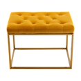 thumbnail image 2 of Accent Upholstered Velvet Ottoman Bench Button Tufted Seat Footstool Coffee Table Foot Stool Vanity Stool with Metal Golden Leg for Living Room Bedroom Makeup Room, Musterd Yellow, 2 of 7